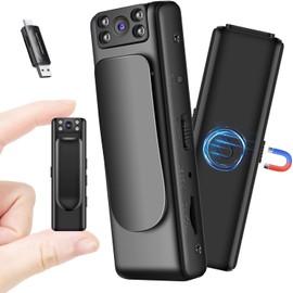 【Easy-to-Hide Small Video Camera】 Makuseru Small Camera Video Camera Body Camera Handy Camera Voice Recorder for Video Recording with 90-Degree Rotating Lens, Clip Included, USB Card Reader for Mobile