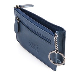 ZAPP Filante Zip Wallet with Integrated Key Ring Made of Genuine Leather (Colour: Blue), blue