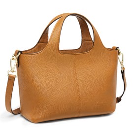 Kattee Leather Purses and Handbags for Women Crossbody Shoulder Tote Bag Soft Satchel Top Handle, Brown, Medium, Fashion