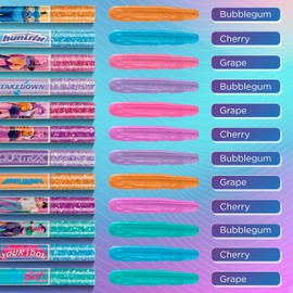 Set de Brillo Labial para Niñas Las Guerreras Kpop, 12 Brillos Glitter Coleccionables con Sabor Uva, Cereza y Bubblegum, Fórmula Vegetal No Tóxica, Libres de Parabenos