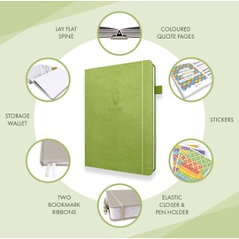 Daily Planner & appointment diary - Gratitude journal, wellness journal & Undated weekly planners and organisers - Desk journals for women & men - LUX Productivity Classic (LIME GREEN)