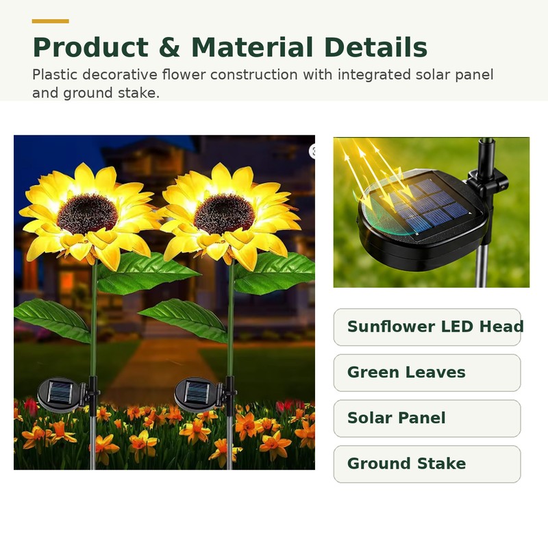 Solar Flower Lights for Garden Decor – Waterproof LED Rose