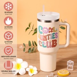 Aunt Gifts, Mothers Day Gift from Niece Nephew, 40 OZ Tumbler Best Aunts Gifts for Auntie, Cool Aunties Club Insulated Cup with Handle Unique Funny Birthday Gift for Women, New Auntie, Aunt to Be