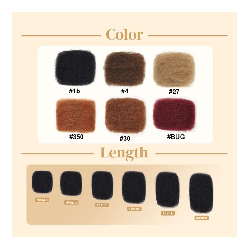 Afro Kinkys Bulk Human Hair, 22 inch 50 Gram 4c