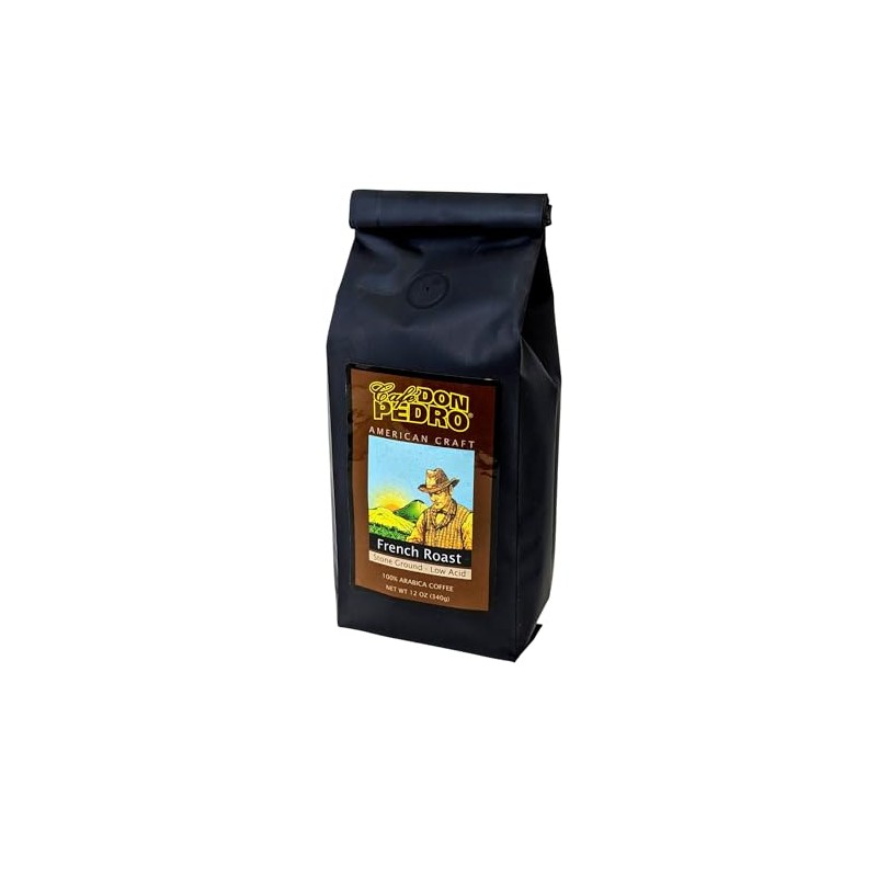 Cafe Don Pedro French Roast Dark Low-Acid Coffee Three 12