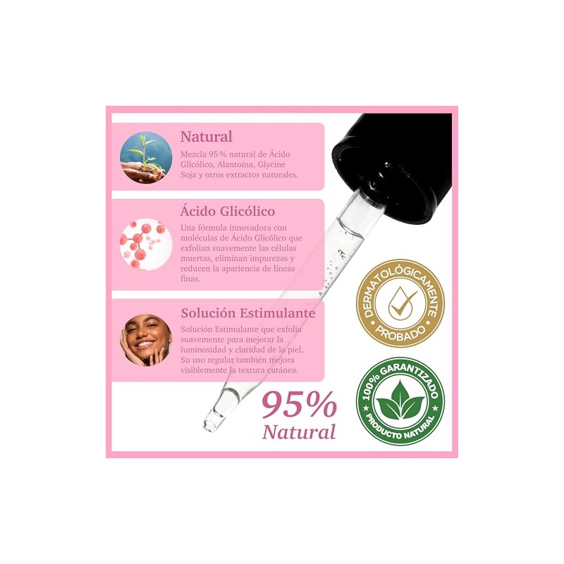 PURIFECT SUERO FACIAL EXFOLIANTE ILUMINADOR ACIDO GLICOLICO 95% NATURAL 30ML/1OZ