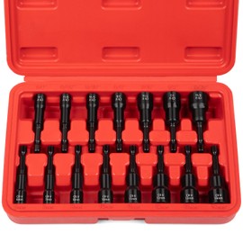 Magnetic Nut Driver Set 15-Piece, SAE (1/4" - 9/16") and Metric (6-14mm) Impact Nut Driver Set, Chrome Vanadium Steel 1/4" Hex Shank (Magnetic Nut Driver Set)