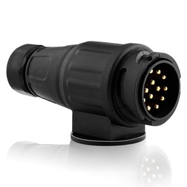 GEARCELL 13 Pin Trailer Plug, DC 12V 13 Pin Male Trailer Socket Adaptor Waterproof, 13 Way Towing Male Connector for Europe Caravan/Trailer/Truck/RV/Boat/Trailer Accessories, Trailer Connector Plug
