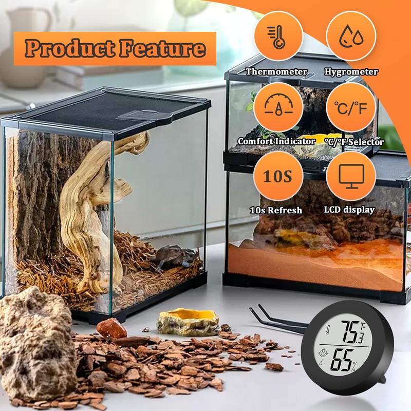 Thlevel Reptile Tank Accessories, 2 Pack Bearded Dragon Tank Thermometer