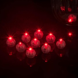 MOVKZACV 10/50Pcs LED Mini Ball Lamps,Individual Wireless Round Mini LED Ball Lamps,for Paper Lanterns/Balloons/Home/Wedding/Birthday/Party Decoration(Red 50pcs)