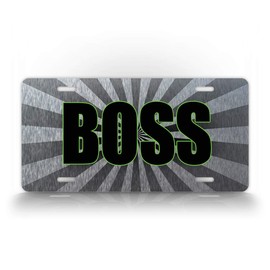 SignsAndTagsOnline Boss License Plate Bold Silver Sunburst Auto Tag Diesel Truck Cummins Style