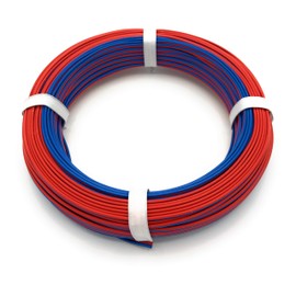 BELI-BECO L2218/25 Cable - Copper Stranded 2 x 0.14 mm² (1 x 18 x 0.10 mm) - Twin Cable - 25 m Ring (Red/Blue)