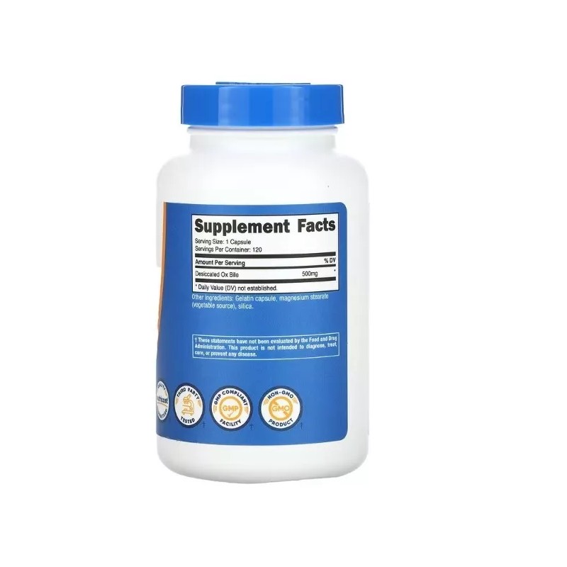 Nutricost, Ox Bile, 500 mg, 120 Capsules