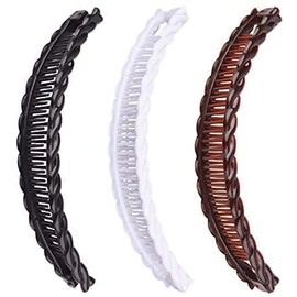 2Pcs Black and Brown Large Banana Clips Fish Clips Long Hair Clips Comb Grip Hair Accessories