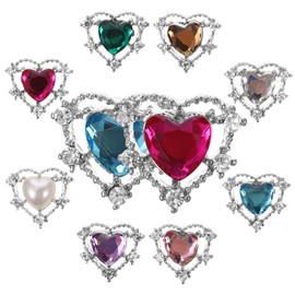 VILLFUL 10pcs Heart Shape Rhinestone Nail Charms for Nail Art Creative Manicure Accessories for Stunning Designs and Crafts