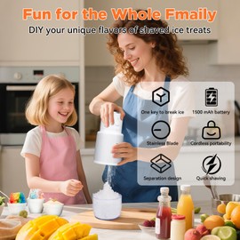 Shaved Ice Snow Cone Machine, Portable Cordless Ice Shaver Slushie Machine for Home with USB charger and 3 Reusable Ice Mold Cups,Crushed Ice Maker for Home, Outdoor,Party,Summer