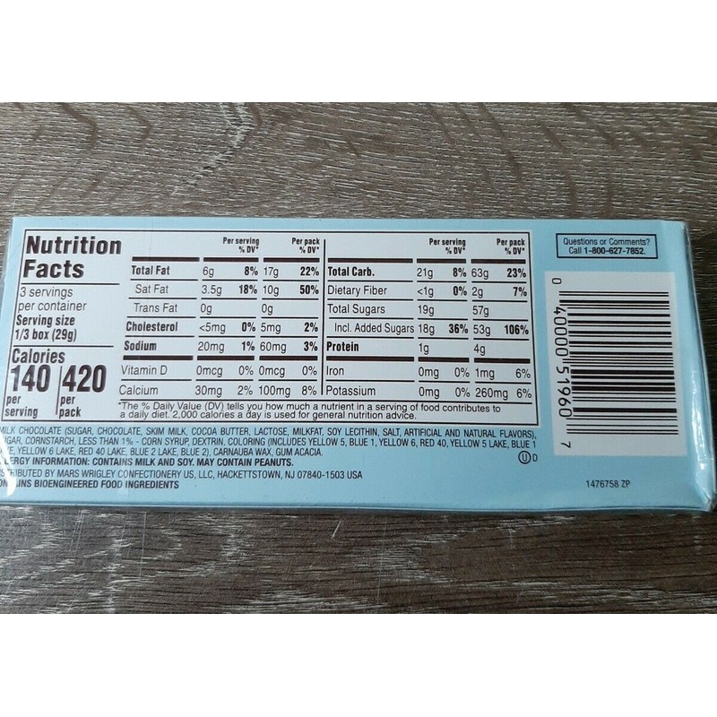 M&M's Milk Chocolat 3.10 oz Box, Easter Candy, 2 Packs.