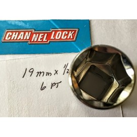 CHANNELLOCK  19 mm  x 1/2" DR  STANDARD METRIC  SOCKET  6 Pt Free USA Shipping
