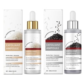 Black and White Rice Peeling Ampoule Duo, Gentle Exfoliation Deep Moisturizing and Smooth Skin Suitable for All Skin Types (80ML+80ML)