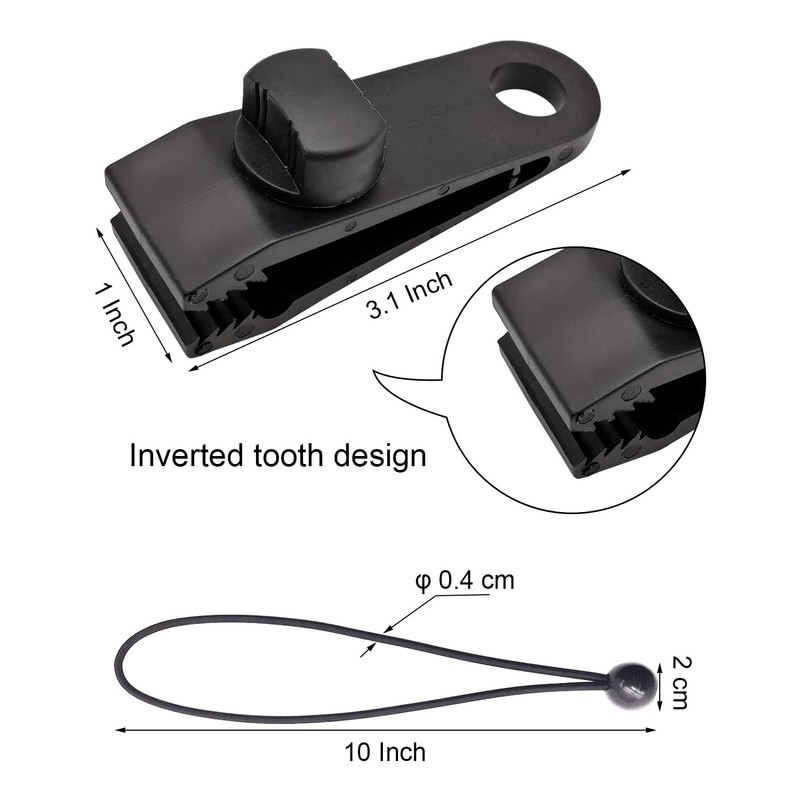BINCKIN 20 Pcs Heavy Duty Tarp Clips with Bungee Cord
