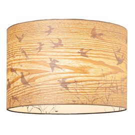Contemporary Eco Friendly Bamboo Wood Effect Lamp Shade with Inner Lining of Birds and Trees | Vivid and Eye-Catching Effect | 60w Maximum by Happy Homewares