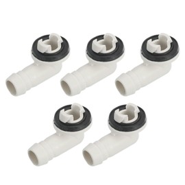 sourcing map 5Pcs Air Conditioner Drain Hose Connectors Elbow Fitting with Rubber Ring for Mini-Split Units and Window AC Unit 15mm, White