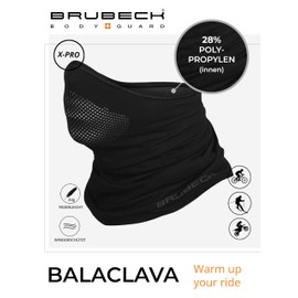 BRUBECK X-Pro KM10430 Half Balaclava for Men and Women, Temperature-Regulating, Face Mask, Functional Clothing, Breathable, black, L-XL