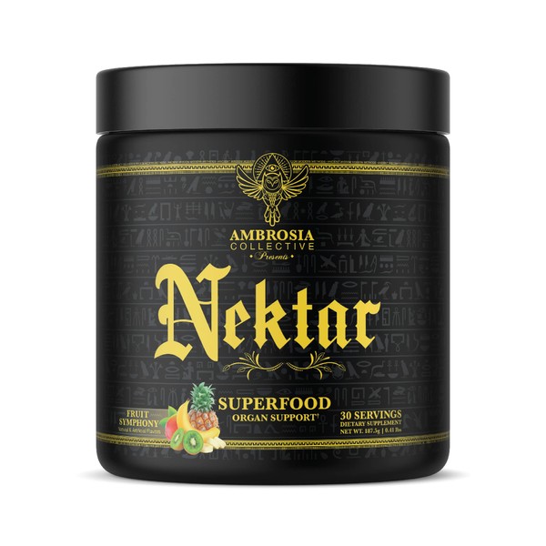 Ambrosia Nektar - Superfood Powder | Complete Health Supplement | Organ Support - Liver, Heart, Kidney Health | 30 Servings (Fruit Symphony)