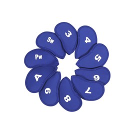 YFFSFDC Golf Iron Cover Head Cover 10-Piece Set (3-9, A, Pw, Sw) Numbered Protective Cover Royal Blue