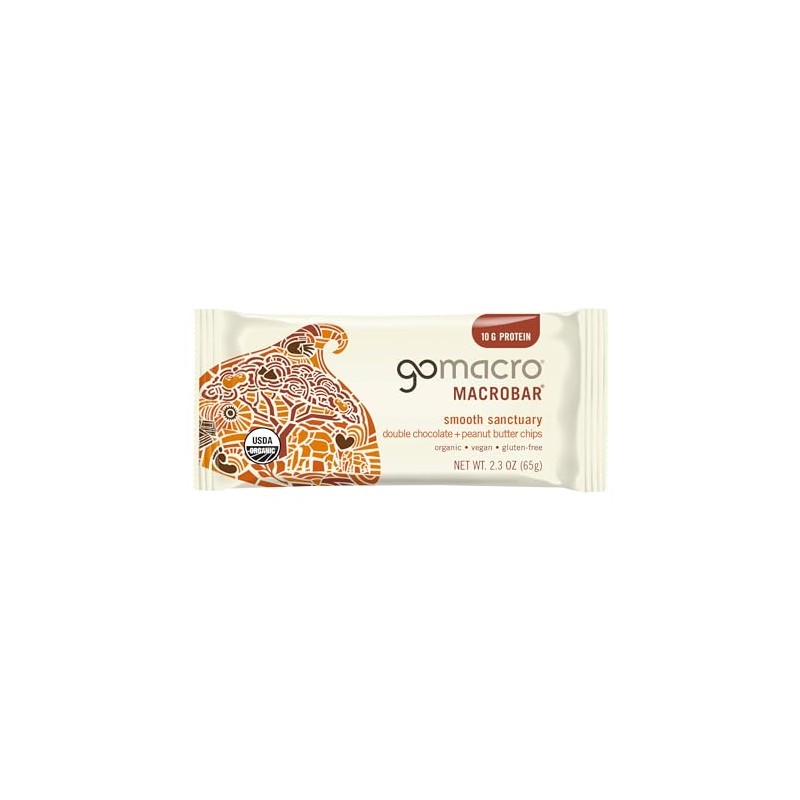 GoMacro Macrobar, Double Chocolate Peanut Butter Chips, 2.3 Ounce