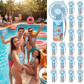 Tuanse 24 Pcs Pool Party Fans Bulk Mini Portable Handheld Personal Battery Powerful Small Pocket Fan for Summer Party Favors Decors Gifts 24 Guests