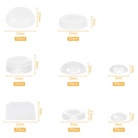 Petutu Pack of 316 Rubber Buffers, Transparent Elastic Buffers, Furniture Buffers, Door Buffers, (Pack of 316)