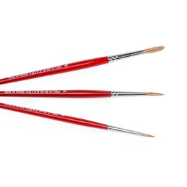 PENNELLIFICIO 2000 | Set of 3 Fine Art Brushes Ox Hair Brushes Extra Round Ideal for Oil Paints Professional Use - Made in Italy