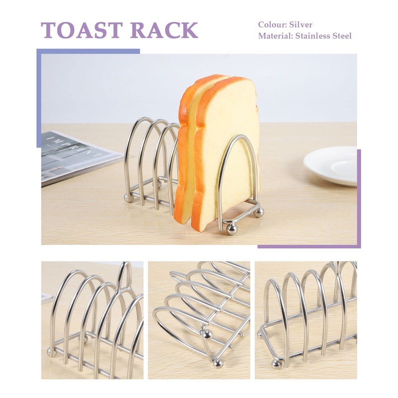 Zicojia Toast Bread Rack Holder 6 Stainless Steel Toast Rack
