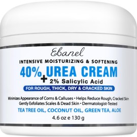 Ebanel Urea Cream 40% plus Salicylic Acid 2%, Foot Cream for Dry Cracked Heels Feet Knees Elbows Hands, Foot Dead Skin Cuticle Callus Remover Toenail Softener, Keratolytic Skin Barrier Repair
