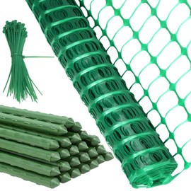 Plastic Fencing Temporary Fenc with Posts, Snow Fence 40In x 100 Ft with Stakes, Reusable Safety Fence, Construction Fence, Plastic Fence Roll, Construction Fencing for Garden, Pool, Lawn Deer