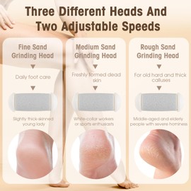 Meyluth Electric Foot Scrubber File Callus Remover, 17-in-1 Professional Pedicure Kit, Waterproof Cracked Dry Dead Skin Removal for Feet Care, Wider 3 Rollers, 3 Speed, Battery Display