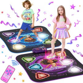 Surelect Dance Mat, 2025 Light Up 2-Player Opposing Dance Pad with Single & Double Player Modes, 12-Button Kids Music Toys with Bluetooth, Birthday for 3-12 Year Old Boys Girls
