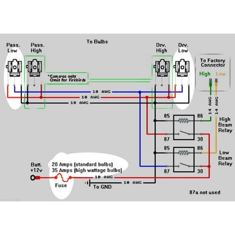 Octane Lighting 4-Headlight Relay Wiring Harness H4 Headlamp Light Bulb