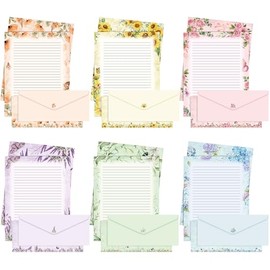 Funrous Juego de 90 piezas de papelería con sobres, 60 hojas de papel floral y 30 sobres, hoja de escritura forrada de 8.5 x 11 pulgadas para el día d