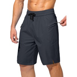 Men's Swim Trunks Quick Dry Board Shorts with Zipper Pockets Beach Shorts Bathing Suits for Men - No Mesh Liner, Dark Grey, Medium