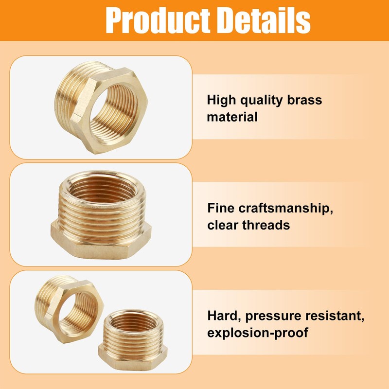 2 Stück Brass Reducer Reduzierung 1 Zoll Auf 3/4 Zoll,