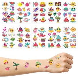 BUYLONG Tattoos for Kids, Temporary Tattoos for Kids, Summer Party Tattoos, Hawaiian Themed Birthday Party Decorations, Kids Gifts Girls Boys Classroom Rewards 10 Sheets 83 Pieces