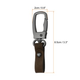 sourcing map 2pcs Car Keychain Clip 3.3" x 0.8" Leather Key Chain Ring Key Holder Organizer for Men Women, Dark Brown