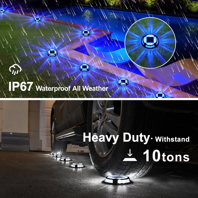 VOLISUN Solar Driveway Deck Lights Dock Marine Lights,16 Pack Solar