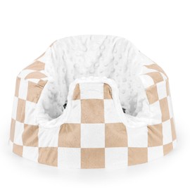 DILIMI Minky Seat Cover Compatible with Bumbo Seat, Removable Ultra Soft Comfortable Warm Seat Slipcover for Baby Girl and Boy, Brown Checkered
