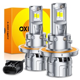 OXILAM Upgraded H13 9008 Light Bulbs, 1000% Ultra Brightness, 6500K White Fog Bulb, Dual Beam with Fan, Halogen Replacement, IP68 Waterproof, Pack of 2