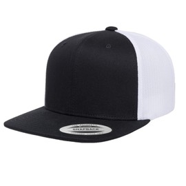 Yupoong 6 Panels 6609 Yp by Flexfit Classic Trucker Snapback Hat Cap OSFM with Black Bandana (US, Alpha, One Size, Large, Black/White)