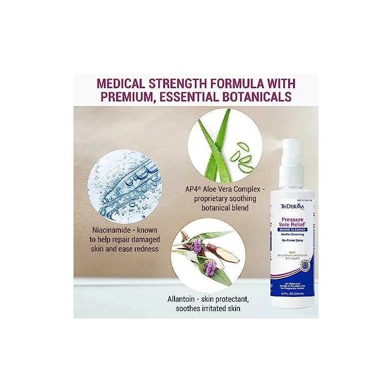 TriDerma Pressure Sore Relief Wound Cleanser Antibacterial Spray, Fsa eligible