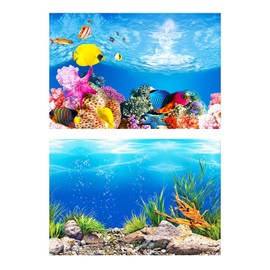 auxlihi Double Sided Fish Tank Background 12 x 20 Inches for Fish Tanks Aquarium Backgrounds Decorative Poster Paper Sticker Waterproof Fish Tank Wallpaper
